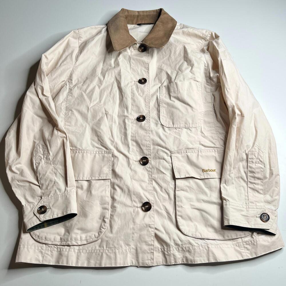 Barbour Averie Women’s Jacket UK 18 US 14 Beige Showerproof Cord Collar